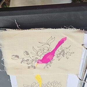 Handmade machine embroidery bird patch